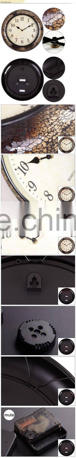 15" Handmade Antique Mosaic Decorative Oversized Design Wall Clock