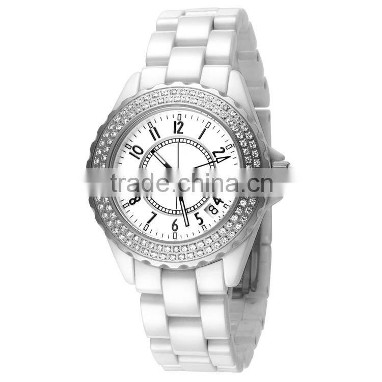 PVD Rosegold/Silver black ceramic watch quartz japan movement women sapphire crystal ceramic watch