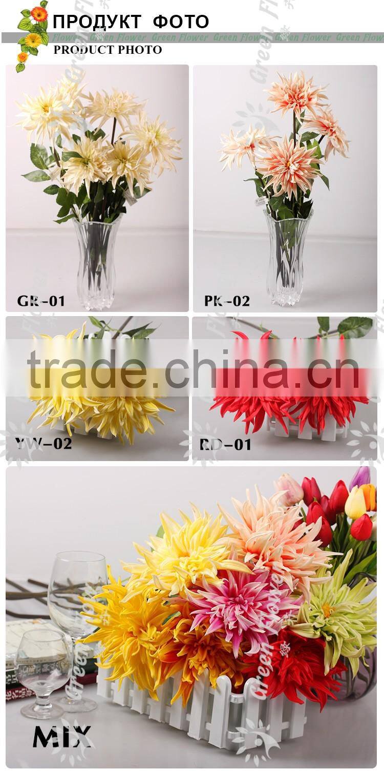 2016 Wholesale Multicolor Latex PU Artificial Flowers Dahlia Real Touch Bouquet Wedding Bridal Decor Display Flower