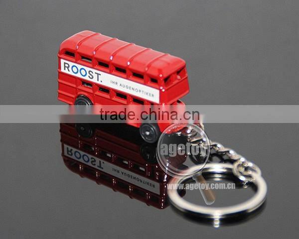 3D Mini Bus Shaped Customized Printing Promotional Souvenir Double-deck London Bus Keychain