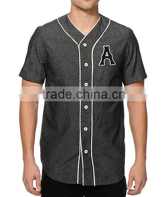 casual buttonup baseball jersey,customized new style buttonup baseball jersey,custom new product buttonup baseball jersey
