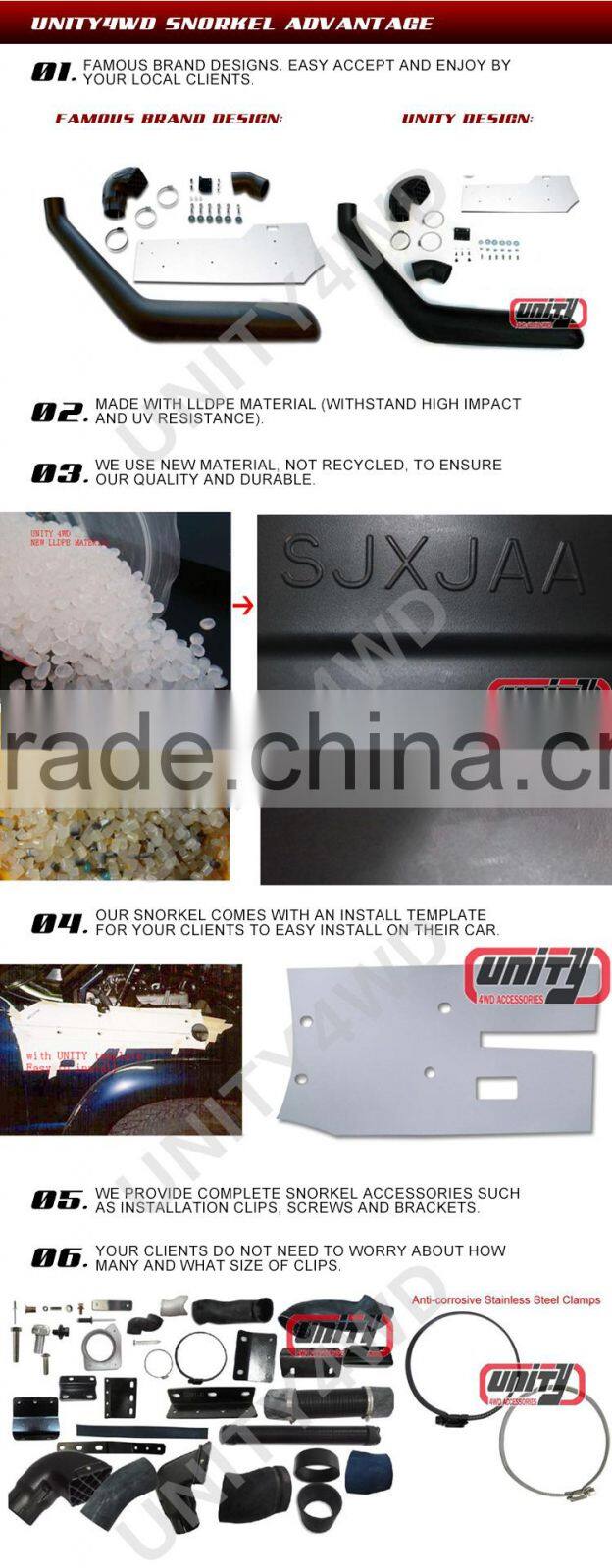 China 4x4 accessories 4wd snorkel Pajero snorkel