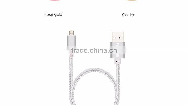 25CM Mini Nylon Metal Micro USB Cable Colorful Mobile Phone Cable for iPhone/Android/Type C