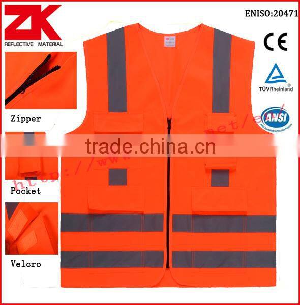 Manufacturer yellow industrial refllecitve clothing with pockets