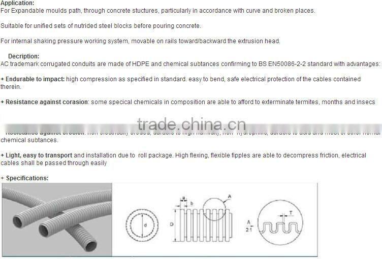 Australian standard MD grey pvc flexible conduit, PVC corrugated conduit