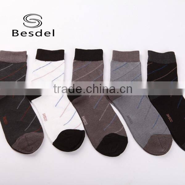 Wholesale Breathable Stripe Men Casual socks Bamboo Fiber tube bamboo charcoal socks