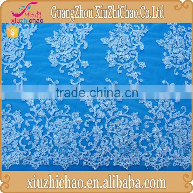 ZP0017-MK165 Ivory Exquisite Wedding Dress Bridal Corded Handmade Beaded Lace Fabric