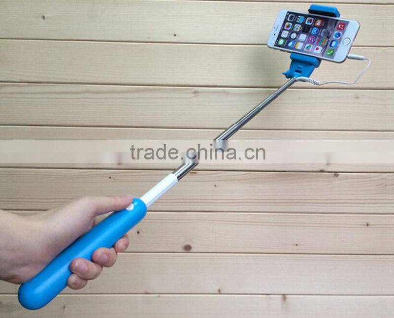 Extendable camera tripod monopod selfie stick with cable