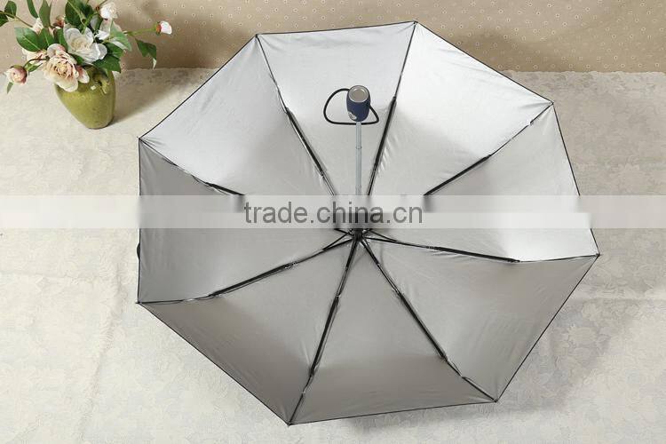 3 folding cheap UV black metal frame check silver umbrella