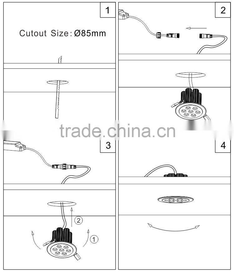 very good heat emission 7*3w led recessed ceiling light 80lm/w 80Ra