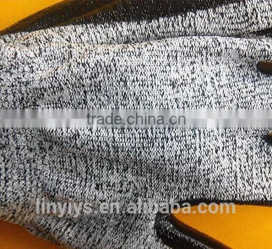 Blue nitrile coated HPPE cut resistant safety gloves