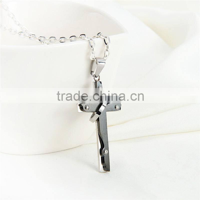 DAIHE stainless steel christian cross simple gold pendant design