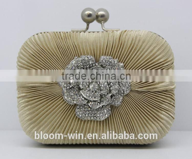 New Arrival Crystal Flower Silk Dinner Party Bags Elegant evening bag for women