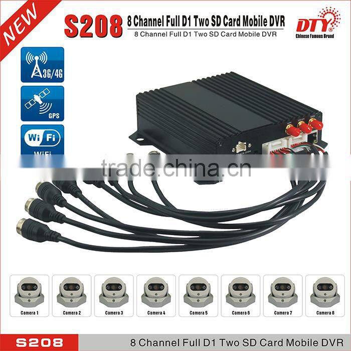 wireless 8 channel full d1 3g sd card mobile car dvr with gps tracker