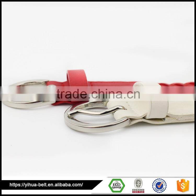 two color braided elastic casual joker pin buckle belt