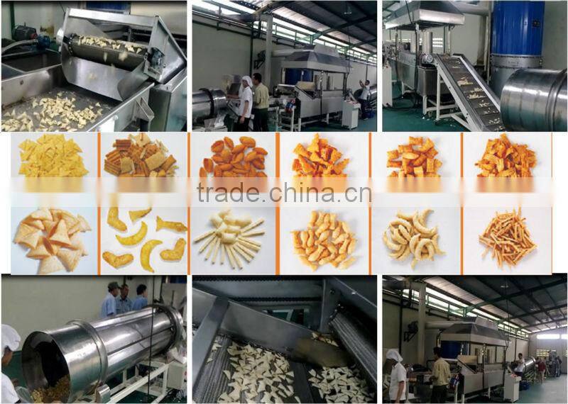 Stainless Steel Extruded Snack Food Fried Wheat Flour Bugle production line