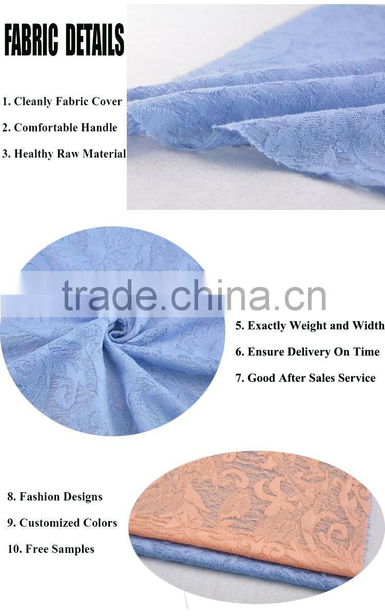 Jiufan textile polyester spandex jacquard lace fabric