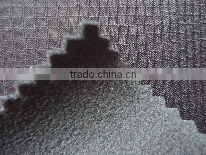 double line checked four stretch fabric bonded polar fleece