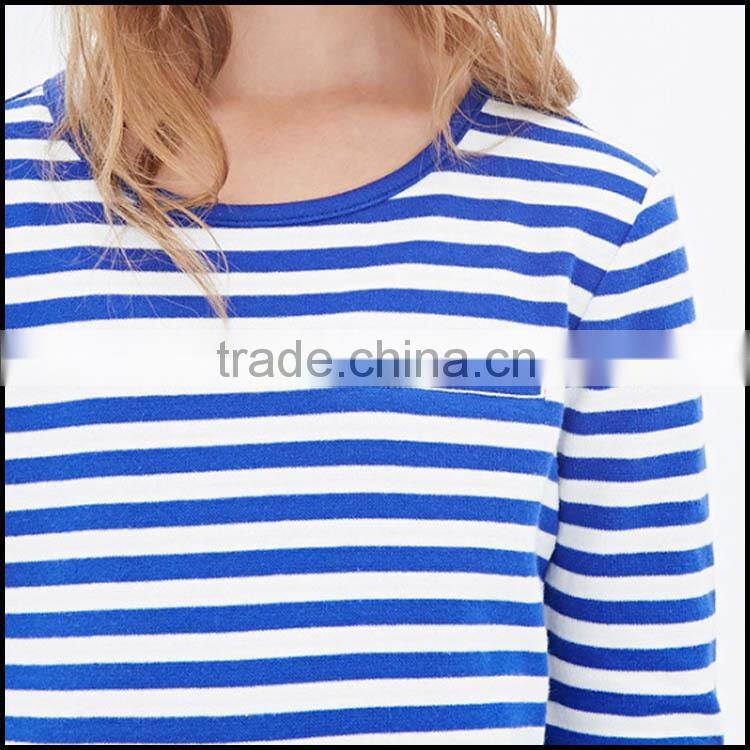 100% cotton kids long sleeve stripe t shirt with round neck accept OEM