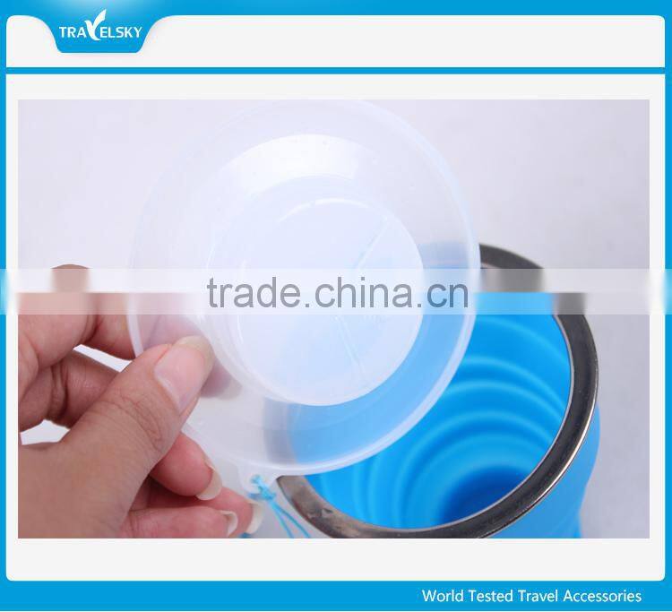 Silicone collapsing foldable cup for travel