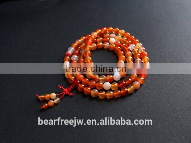Fashion Original Color Agate Crystal Gemstone Tibet Buddhist Buddha Meditation 108 Prayer Bead Mala Bracelet/Necklace