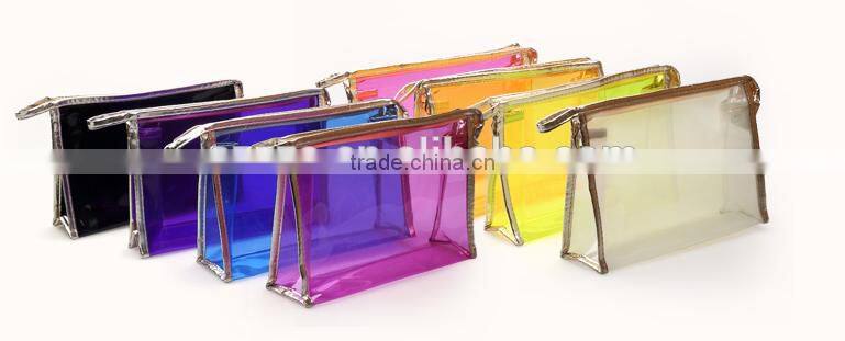 Transparent cosmetic bag pvc/Clear Travel Size Toiletry bag Bottles Carry On makeup pouch /portable toilet bag