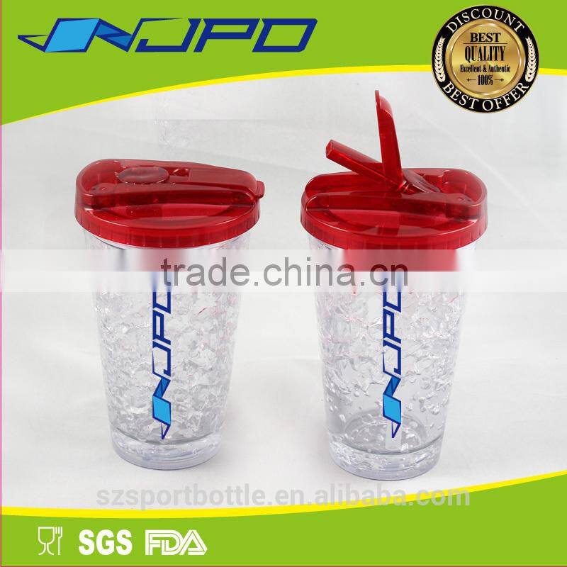 Ice Cooling Double Wall Insulated Non Toxic Drink Bottle with Straw