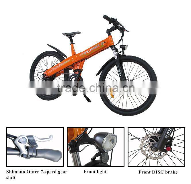 Flash 26' electric cycle bike with pedals electric motor bike with two wheels