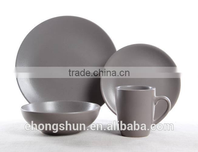 16pc stoneware color glaze/embossed dinnerware set