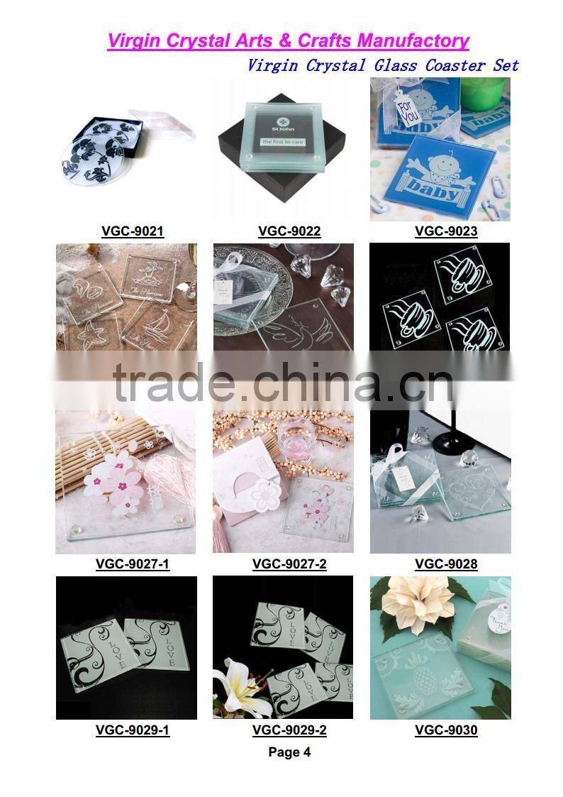 Wholesale exquisite blank glass coaster with custom logo for wedding favors giveaway