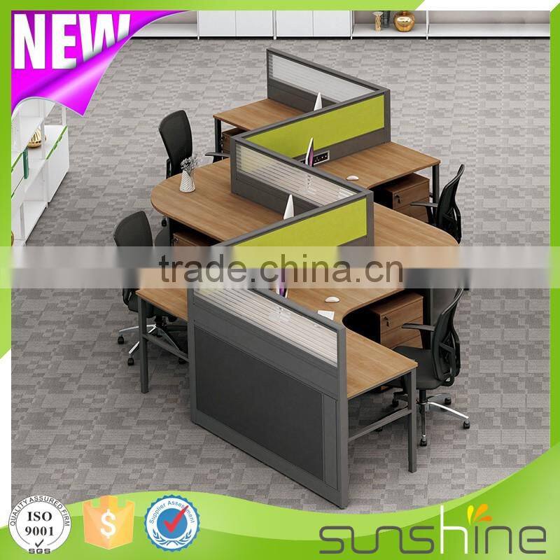 KU-SK6 Modern Curved Office Desk Workstation Partitions Commercial Office