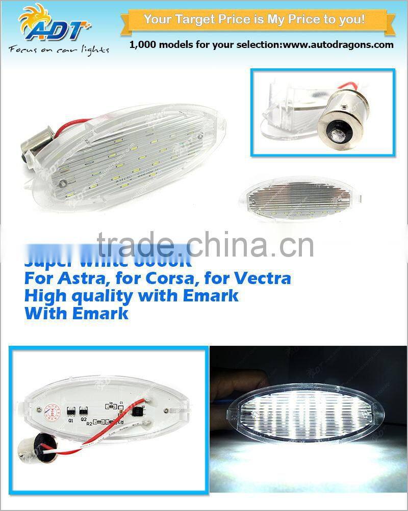 High quality canbus license plate lamp super white 6000K for Astra with Emark