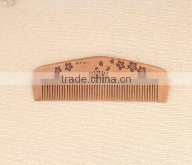 Hot sale OEM peach wood pocket size personalized hair comb