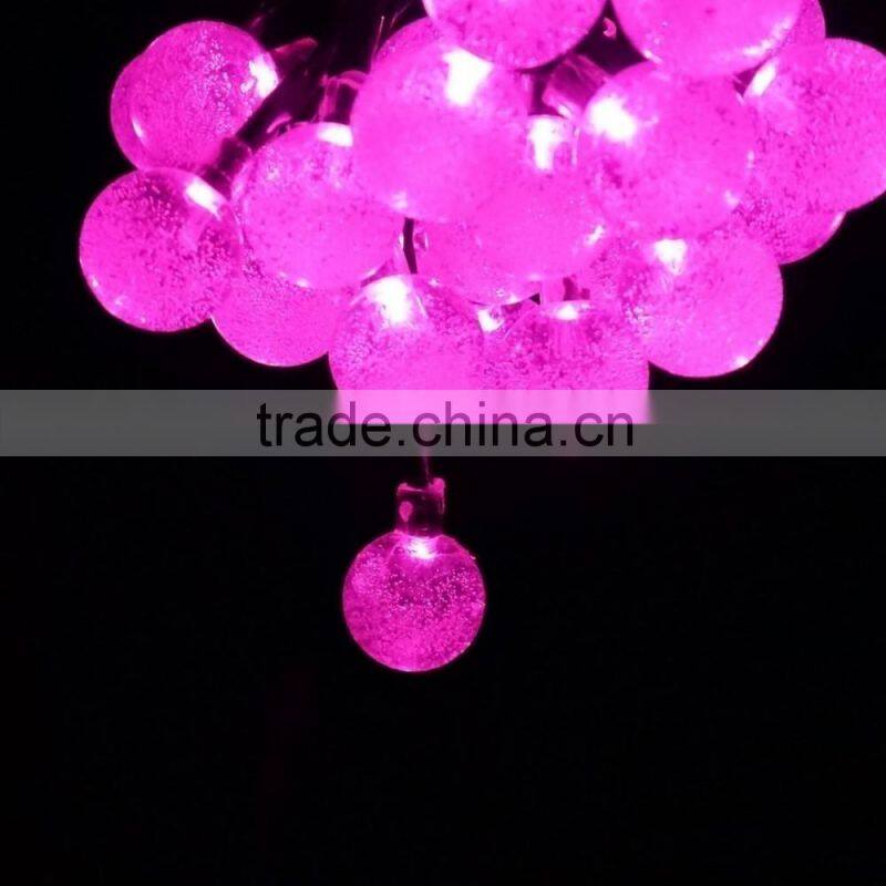 Solar Outdoor String Lights 19.7 ft 30 LED Warm White Crystal Ball Christmas Globe Lights for Garden Path, Party, Decoration