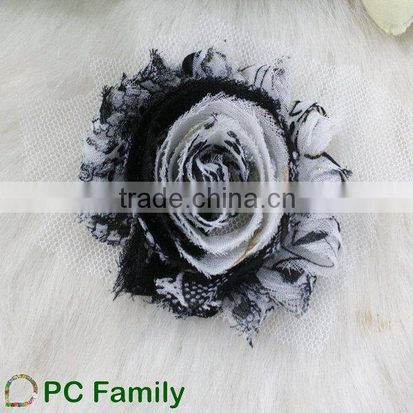 Colorful chiffon flower shabby rose trim, frayed chiffon rose trim