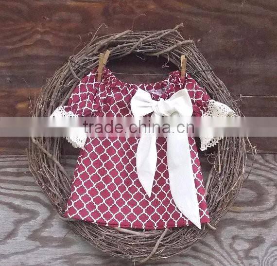 Boutique little girls dresses fashion style dress cute wave striped dress with bow knot