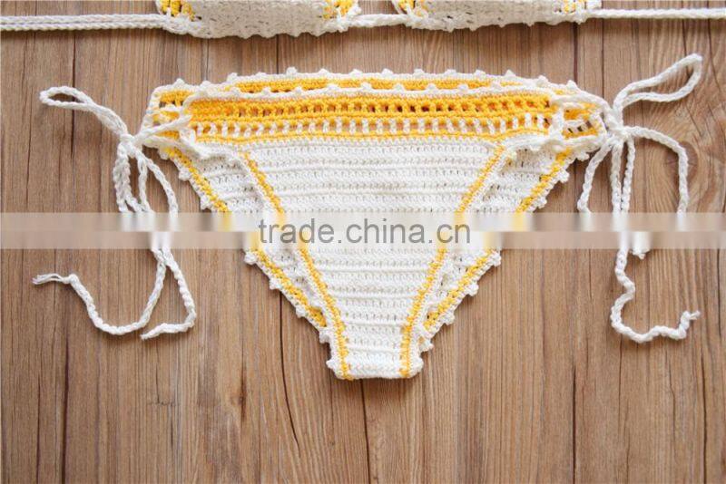 Yellow color Hand crochet bikini, summer crochet bralette swimwear