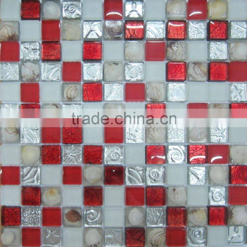 Sea Shell Mix Crackled Pool Tile Crystal Glass Mosaic