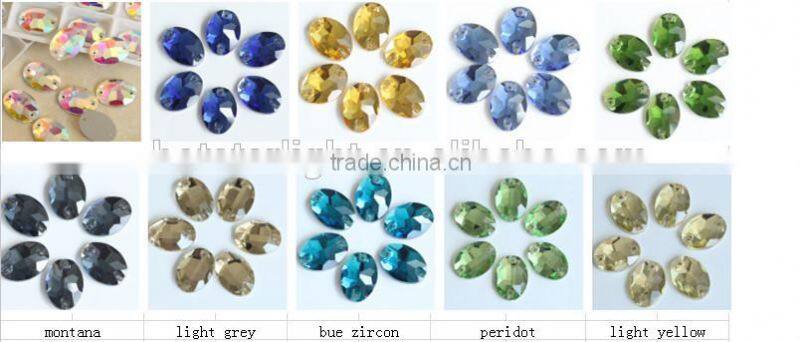 Free sample crystal AB color oval shape 11x16mm sew on crystal stones.Factory price crystal diamond stone for dress