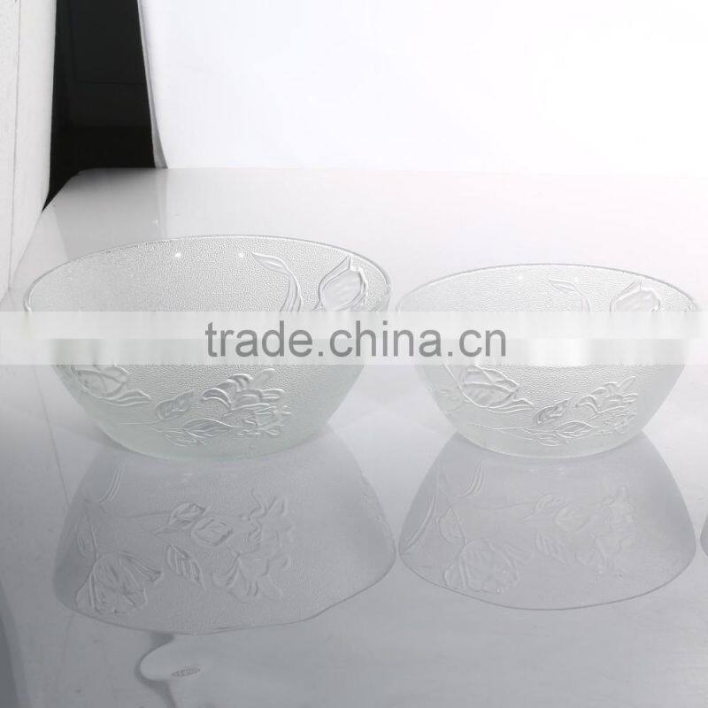 Characteristic Embossed Rose Transparent Glass Bowl