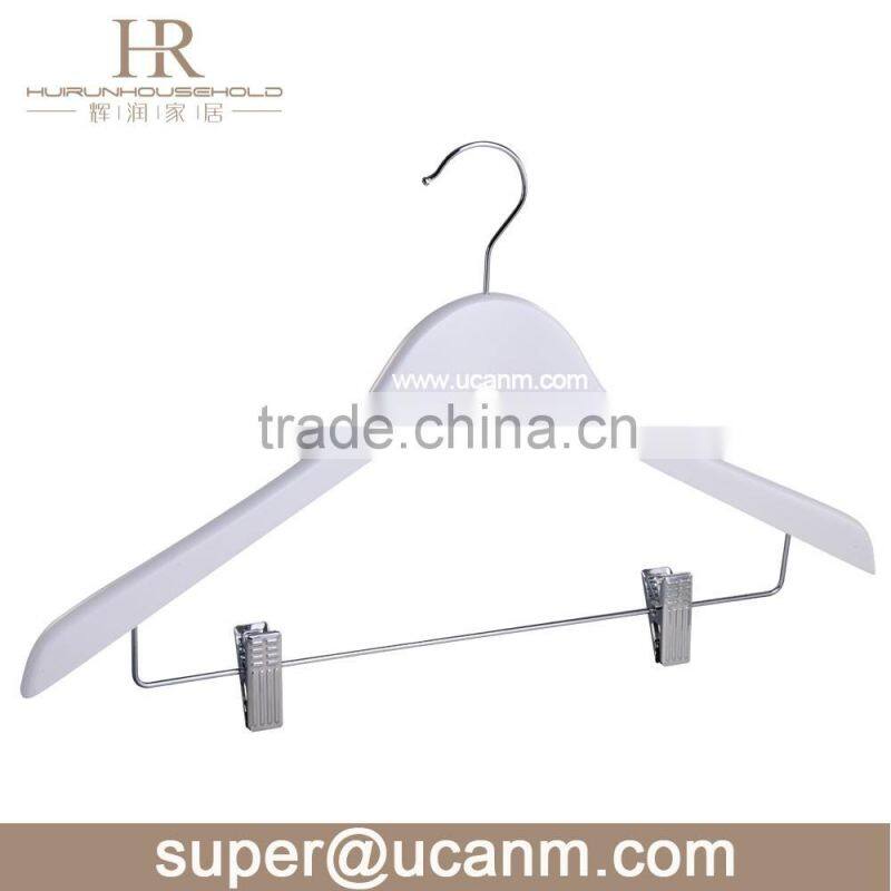 HRW-660BW white wooden dress hanger
