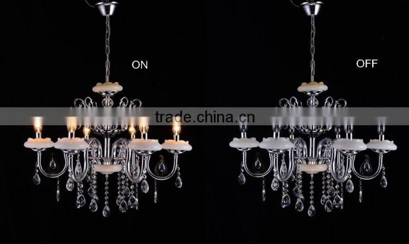 Wholesale High Quality Crystal Candle Chandelier with White Ceramic Plate
