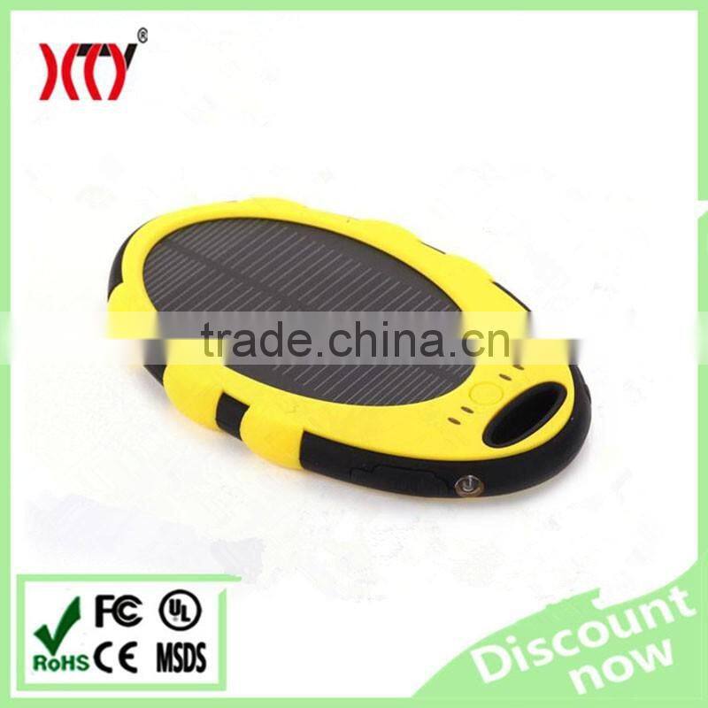 5000mAh waterproof travel solar power bank dual USB output CE RoHs certifications