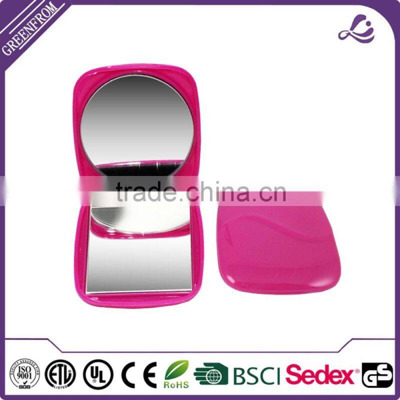 Brand new plastic lady mirror double sided foldable compact mirror