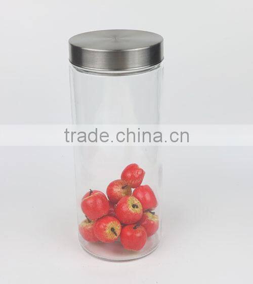 750ml Plain Glass Storage Jar and Metal Cover, Glass Food Container with Cover