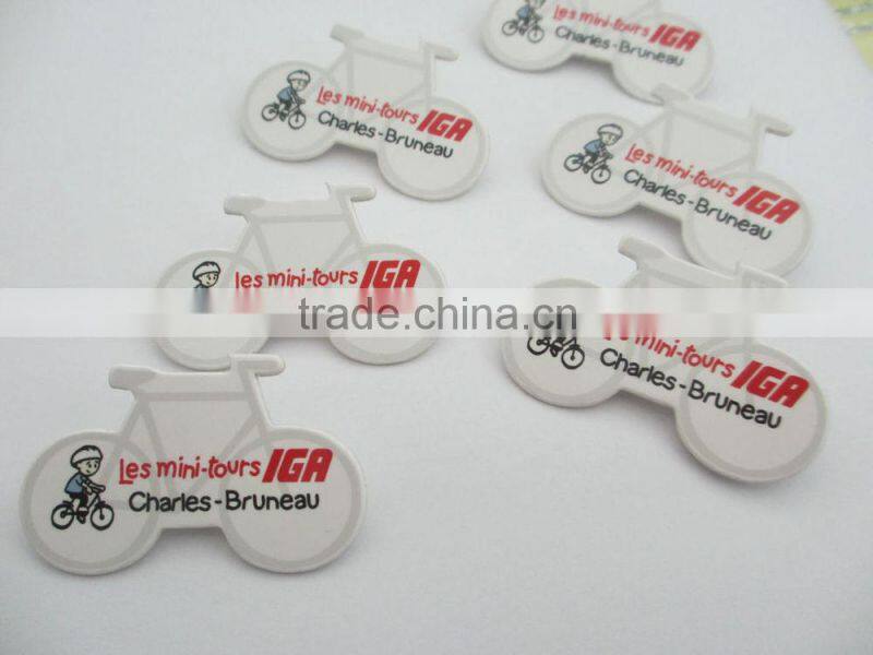 paper pin badge ,promotional gift , button badge , bike shaped pin badge