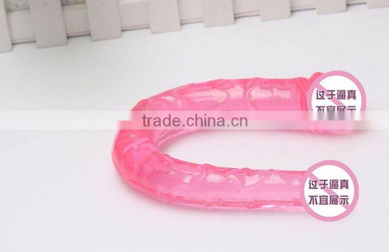 Jelly Double Headed Dildo Double dong Realistic Cock Penis Anal Plugs Sex Toys For Lesbian