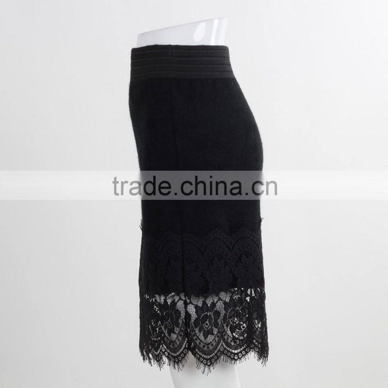 F5S43022 New Arrival Women Elastic Waistband Eyelash Lace Hem Skirts