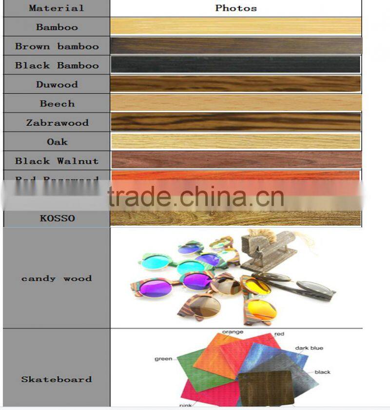 2016 customized logo wood sunglass custom