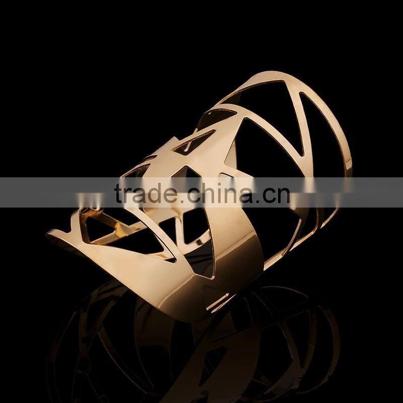 High Quality Women Europe and America Exaggerate Gold Metal Weave Bracelet Wide Bangles Fine Jewelry Cuff Bracelets